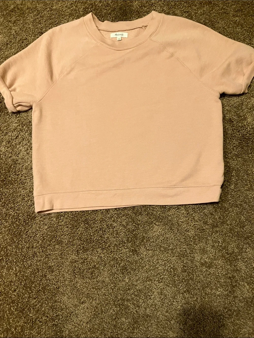 MADEWELL. Size XS. Peach colored short sleeve sweatshirt. Would fit a Small. EUC - Picture 5 of 7